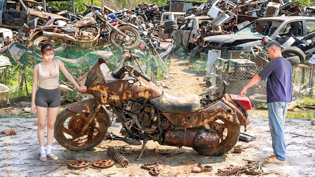 Timelapse : Talented Girl Restored 100% CFMOTO CF250T-V3 ATV USA, Classic Motorcycle Abandoned
