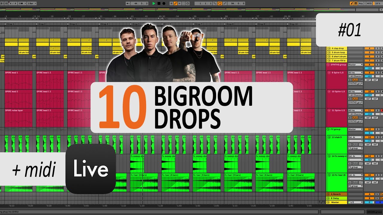 🔥10 Bigroom Drops / Ableton Template, MIDI-melodies / Hardwell, Blasterjaxx, Saberz, Kevu - vol.1