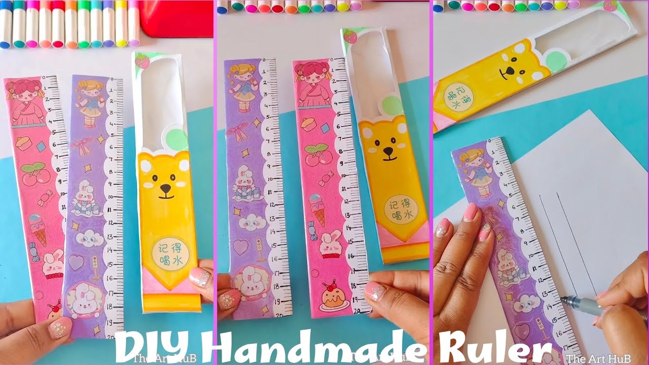 DIY Handmade Ruler 📏/ How To Make Paper Ruler at Home/Paper Scale with box /School Supplies Idea