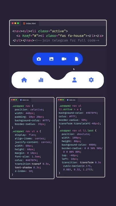 Amazing css bottom menu using html css and javascript 🤯🤯🤯 - YouTube
