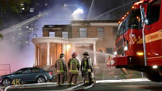Follow us on facebook.com/the4kguy at 11h30 last night a major fire
broke out vacant two story historic building in downtown toronto.
crews respond...