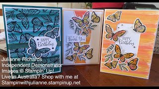 Baby Wipe Technique featuring the Floating & Fluttering Bundle from Stampin Up - stampinwithjulianne