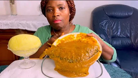 Asmr mukbang whole tilapia fish with ogbono soup and Fufu/speed eating/eating show no talking