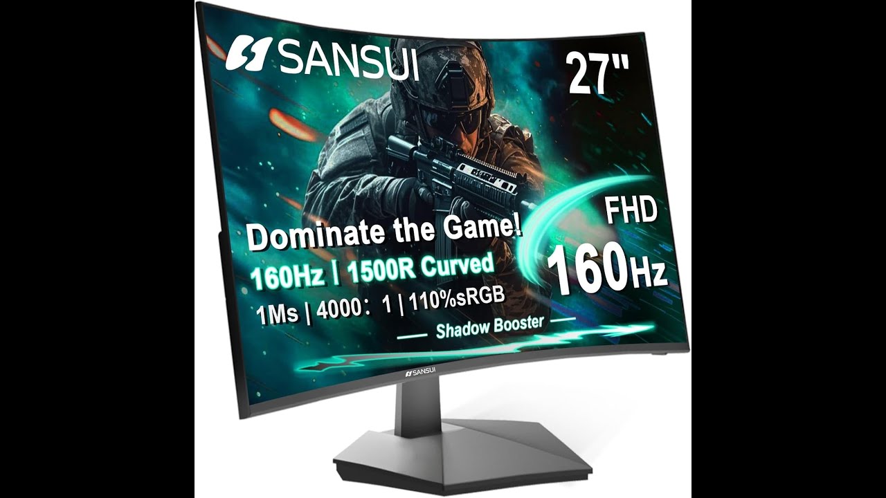 Обзор 27-дюймового изогнутого игрового монитора SANSUI | 160 Гц FHD 1080P