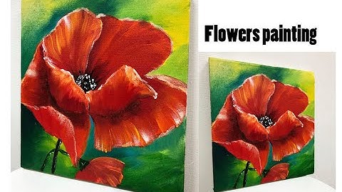 How to draw easy flowers painting /Poppy\Demonstration /Acrylic Technique on canvas by Julia Kotenko