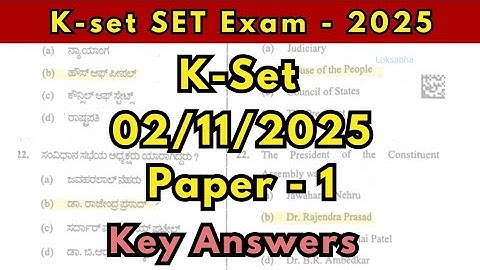 K-SET 2025 key Answers | kset 2025 key Answers | kset paper 1 key answers