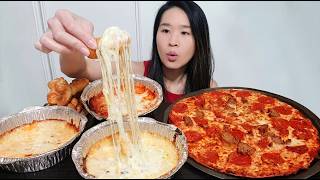 EATING DOMINO'S PIZZA WITH OVEN-BAKED CHEESY DIPS! ASMR Mukbang (Minimal Talking)