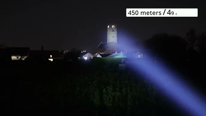 Fenix TK30 LEP flashlight beamshot at 450 meters (auto settings)