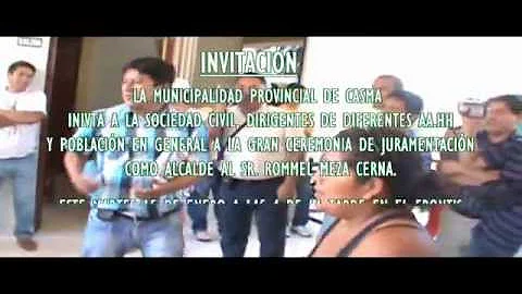 Invitacion - Juramentacin del nuevo alcalde provincial de Casma, Sr. Rommel Meza Cerna.