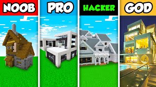 : Minecraft NOOB vs. PRO vs. HACKER vs GOD : LUXURY FAMILY HOUSE BUILD CHALLENGE in Minecraft!