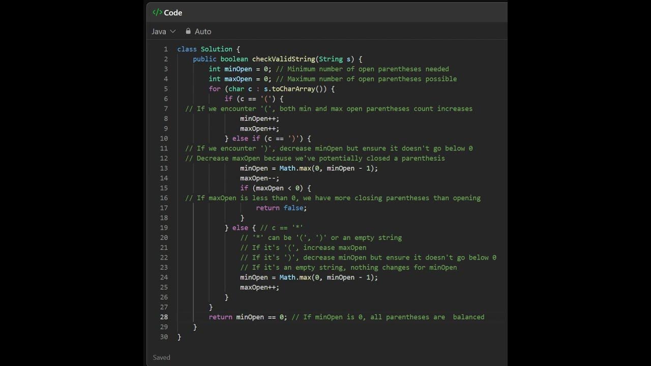 678 Valid Parenthesis String - YouTube