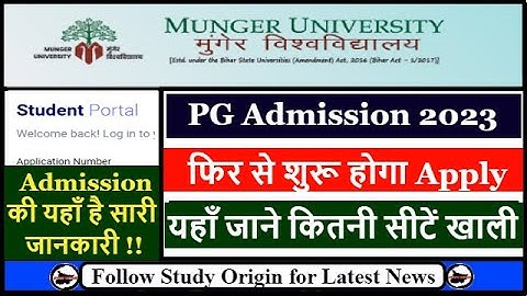 Munger University PG Admission 2023 Start Again | MSC MCOM MA 2022-24 | How to Apply | Vacant Seat