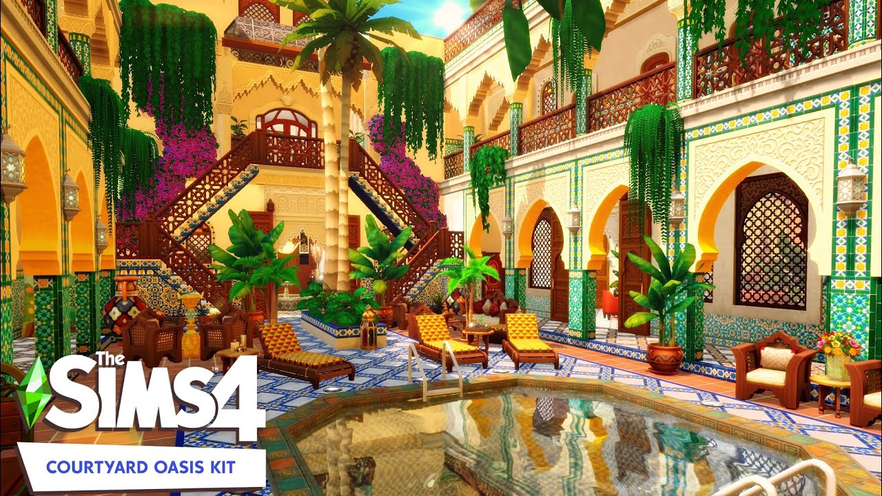 RIAD : Moroccan Mansion || ☀️COURTYARD OASIS KIT ☀️ || The Sims 4 Speed ...