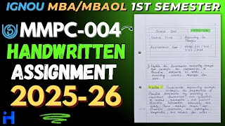 MMPC-004 HANDWRITTEN SOLVED ASSIGNMENT 2025-26 | IGNOU MBA / MBAOL 1ST SEM SOLVED ASSIGNMENT 2025-26