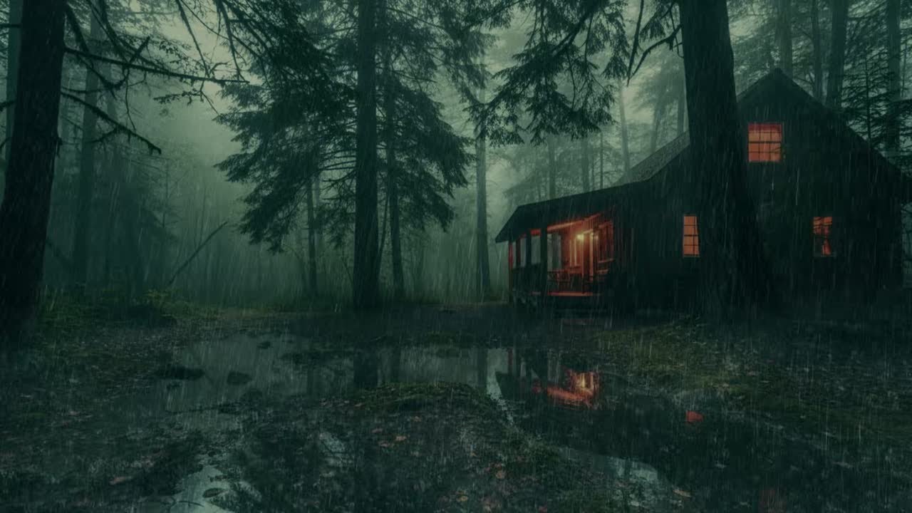 Relaxing Cabin Rain Sounds by Fireplace 🌲 Escape the Noise | Sweet Dreams & Calm Mind 🌙