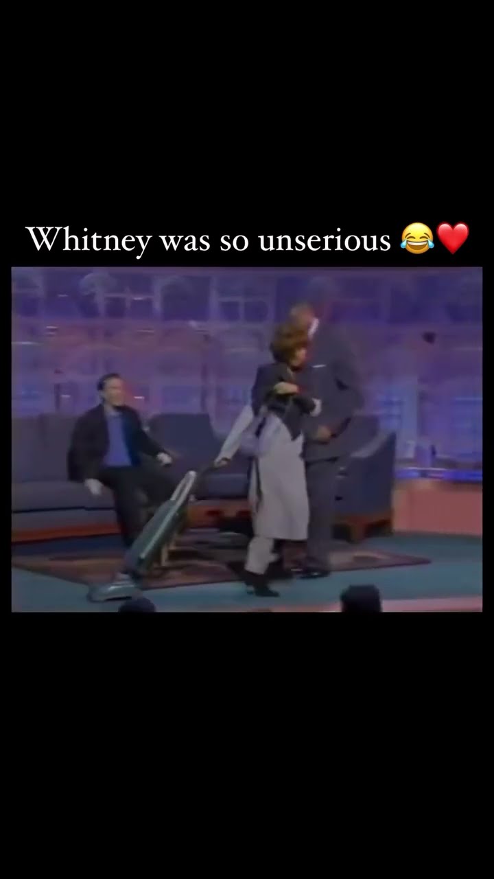 We love this footage of Whitney vacuuming on Magic Johnson's talk show, 'The Magic Hour.'