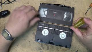 VHS tape broken cassette shell swap