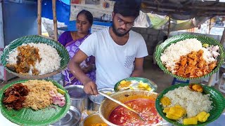 Cheapest RoadSide Unlimited Meals | Indian Street Food | #Meals #Vegmeals #NonVegMeals