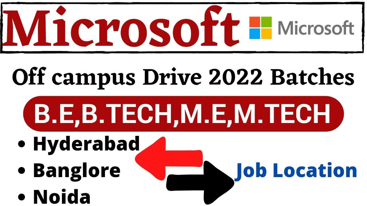 Microsoft off campus drive 2022 batch|Microsoft hiring 2022 Freshers ...