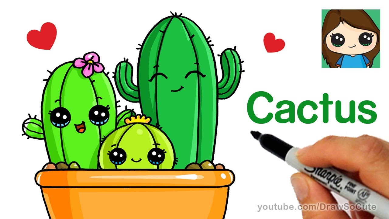 Cute Cactus  Cactus cartoon, Cactus drawing, Cactus illustration