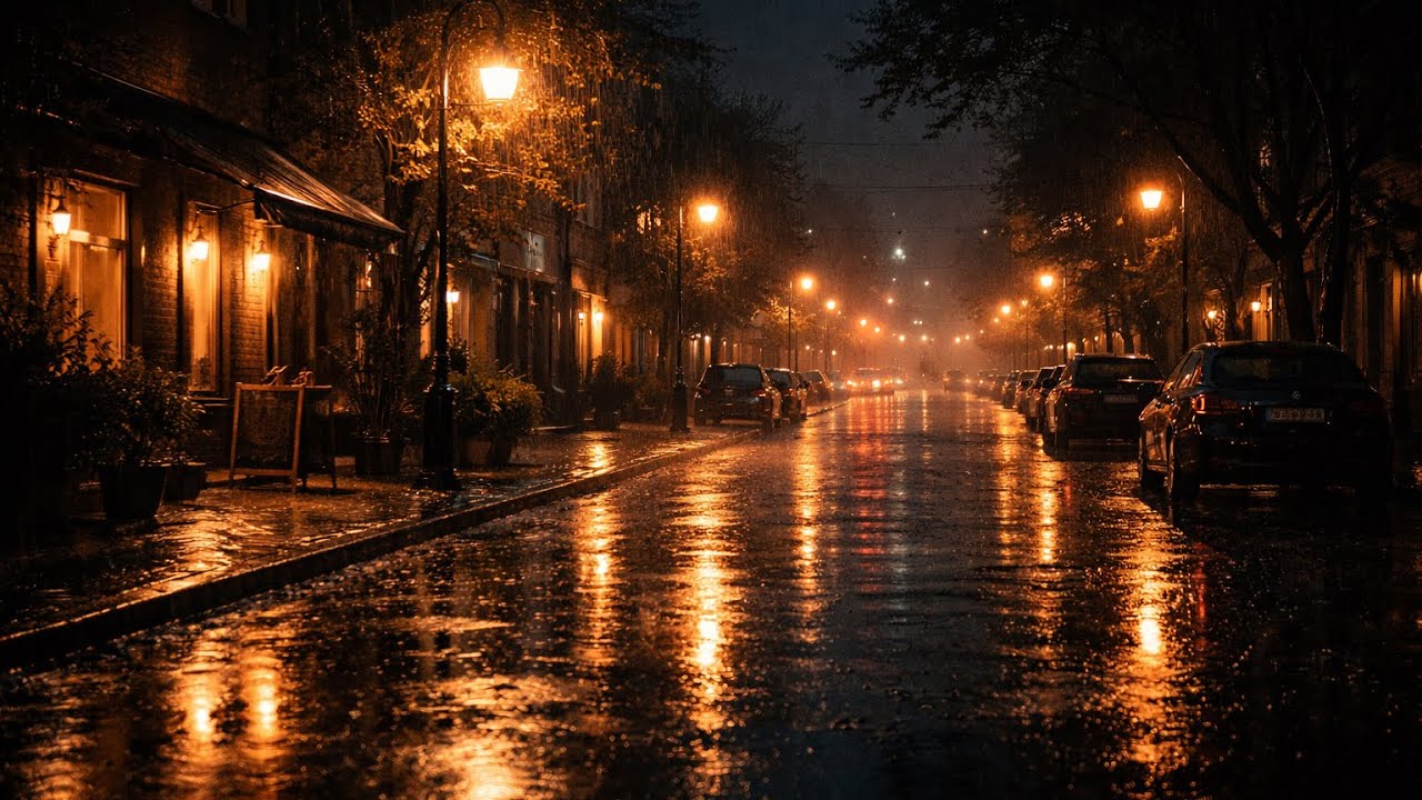 3 Hours of Rain on a Quiet Street at Night 🌧️ Deep Sleep & Relaxation