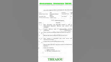 Educational Statistics(8614) past paper #8614 #8614pastpaper #8614guesspaper #8614ImportantQuestion