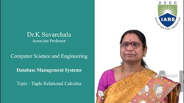 Tuple Relational Calculus by Dr K Suvarchala