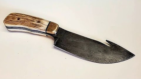 Making a Gut Hook Hunting Knife with Antler Handle and Brass Bolsters