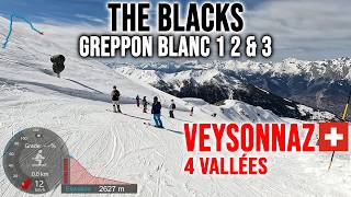 [4K] Skiing Veysonnaz, The Blacks - Greppon Blanc 1 2 &amp; 3, 4Vallées Switzerland, GoPro HERO13