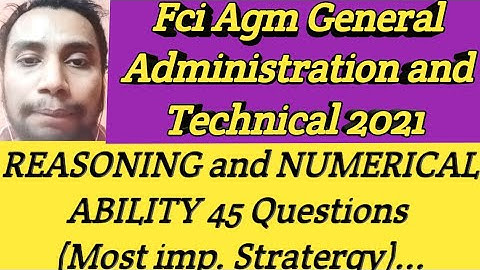 Fci Agm...Everything on Reasoning and Numerical Ability......Complete Stratergy... //Most important