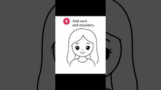 Draw cute Girl in 6 easy steps | #cutegirl #cutedrawing #girldrawing #drawingtutorial #simpledrawing