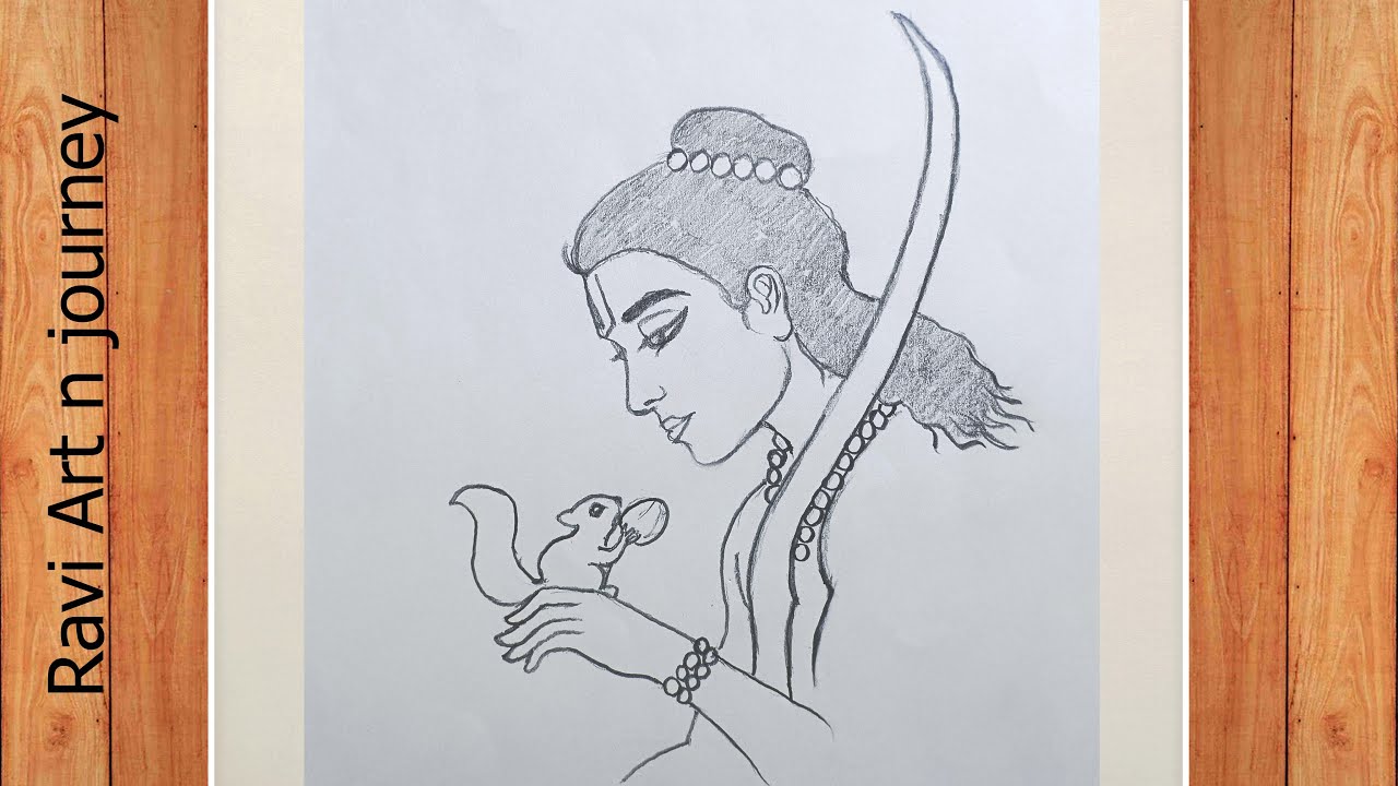 Bhagwan shri ram Drawing II lord ramar with squirrel sketch || god drawing