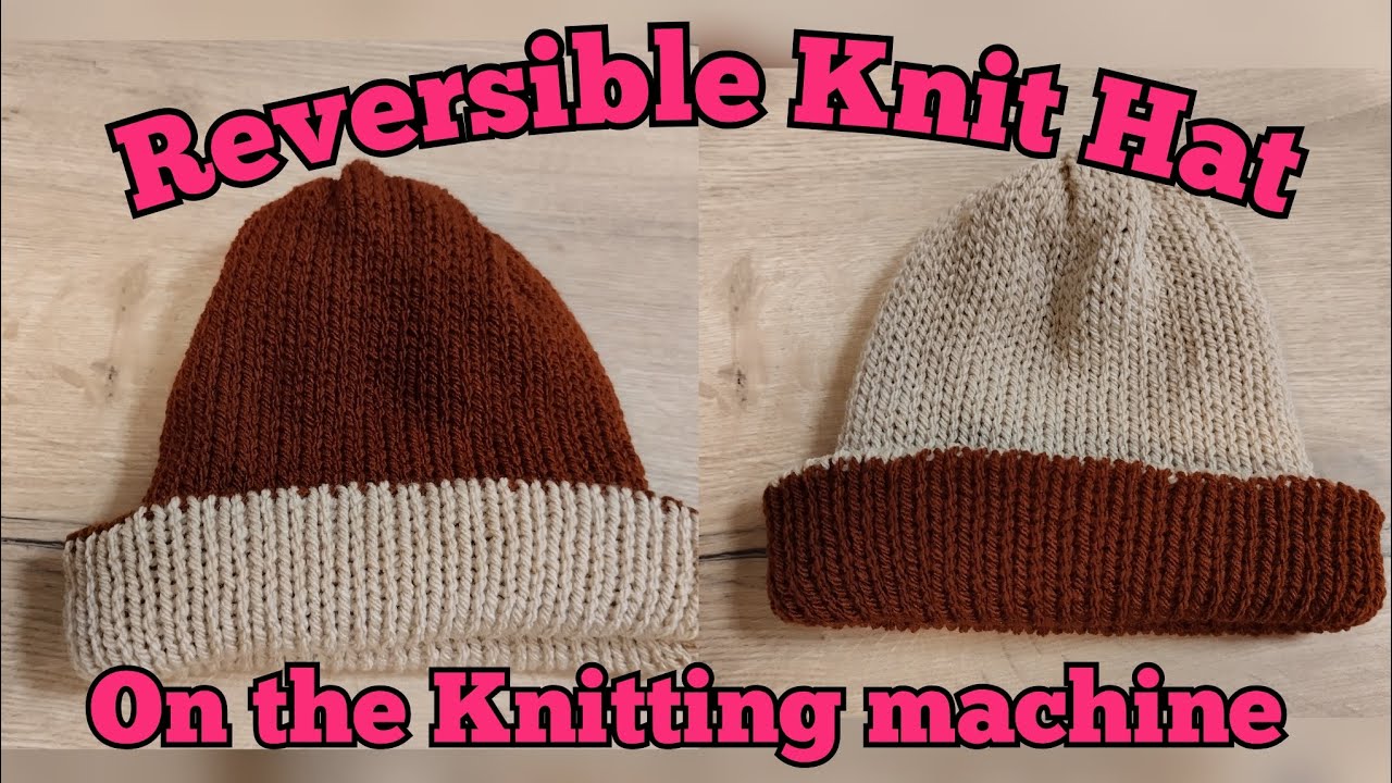 How to machine knit a reversible lace hat with a Brother punch card knitting  machine 