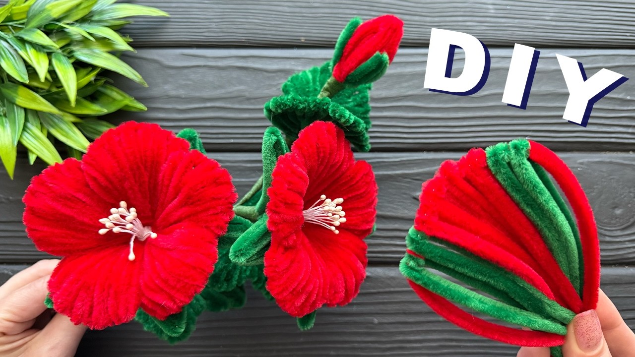 DIY Craft Ideas How To Make Hibiscus From Chenille Stems Pipe Cleaner diy-craft-ideas-how-to-make-hibiscus-from-chenille-stems-pipe-cleaner