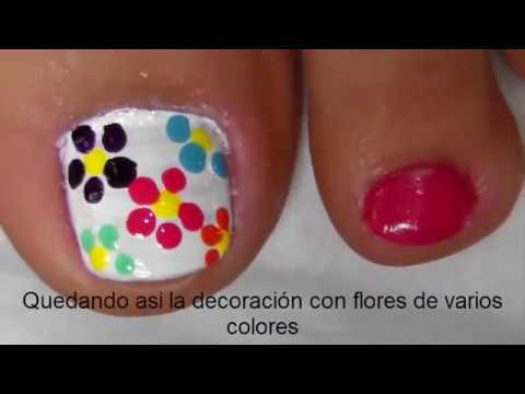 Pedicure Diseno De Unas Con Flores Facil Pedicure Nail Design With Easy Flowers Youtube
