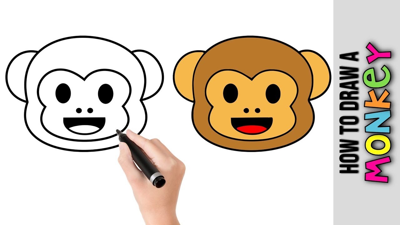 How To Draw A Cute Monkey Face Emoji Emoticon Easy Pictures To Draw Step By Step Drawings Youtube