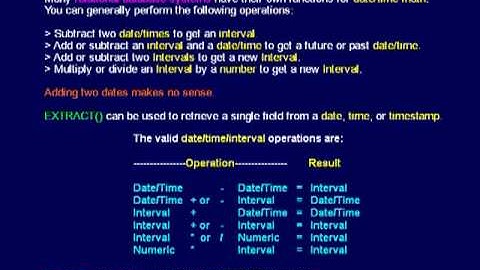 SQL 060 Data Types, Day Time Interval Arithmetic