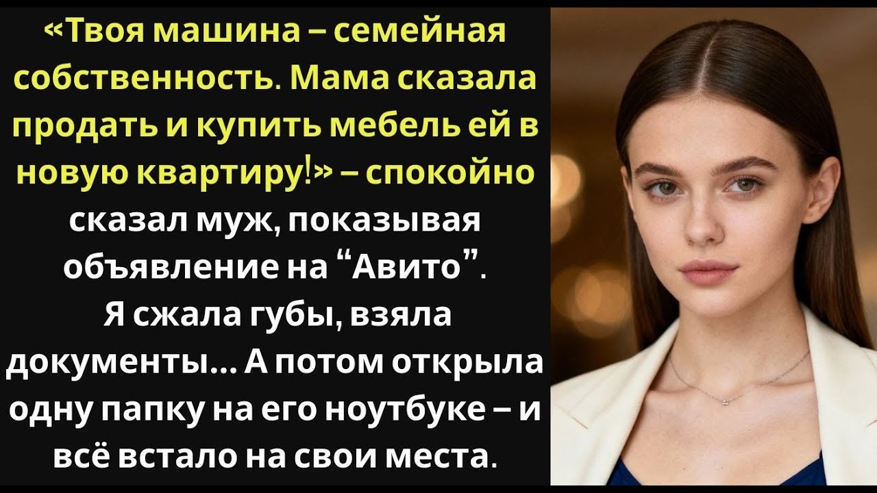 «Продай машину, мать сказала, нам сейчас не до комфорта!» — заявил муж, отбирая у меня ключи и ПТ