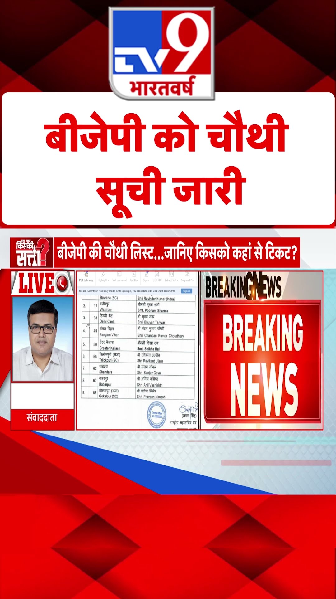 BJP  List :  बीजेपी की चौथी सूची जारी | Delhi Election 2025 | #tv9shorts