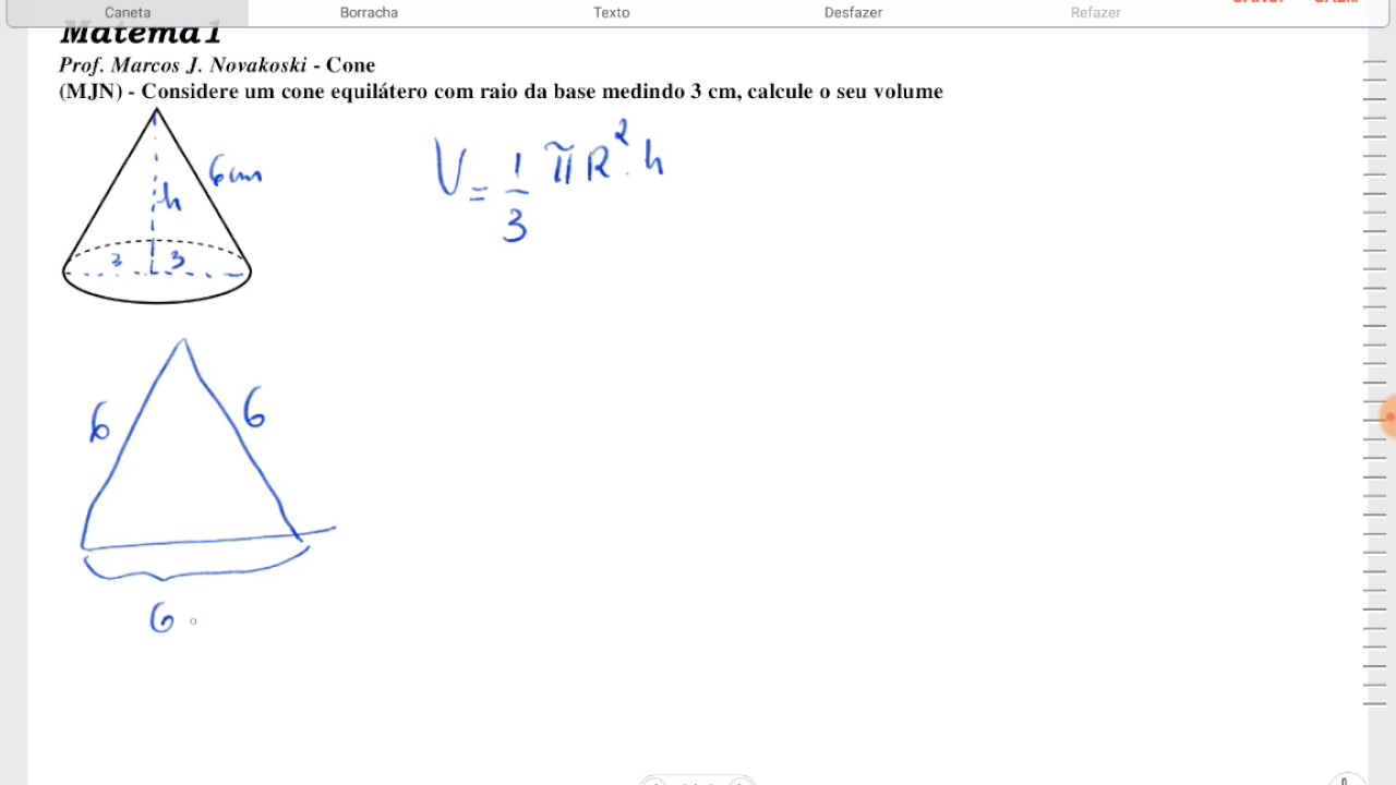 Volume De Um Cone Equilátero Youtube