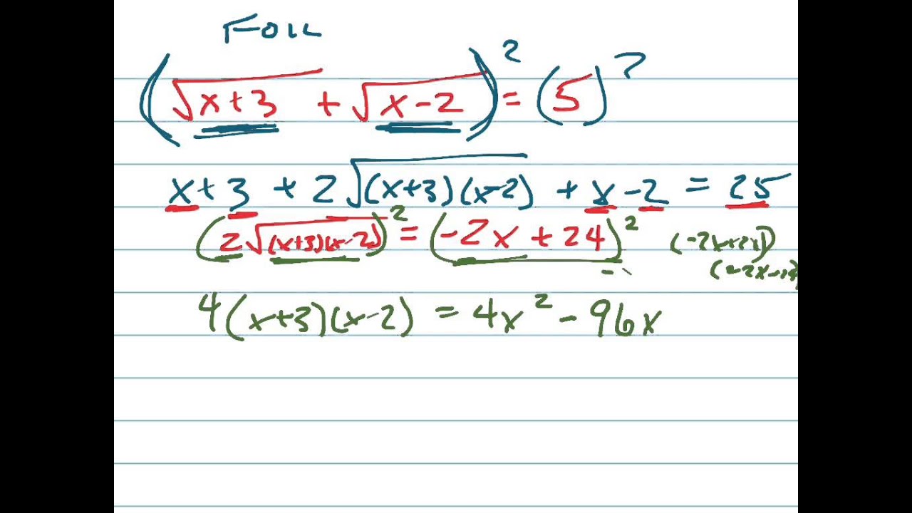 Solve Sqrt X 3 Sqrt X 2 5 Youtube