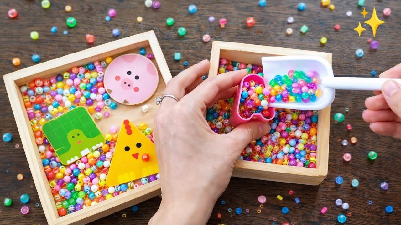 ✨ Mesmerizing Beads & Wooden Shapes 🧡 Calm & Creative Play 🪵🎨 @HappyHands_ASMR 