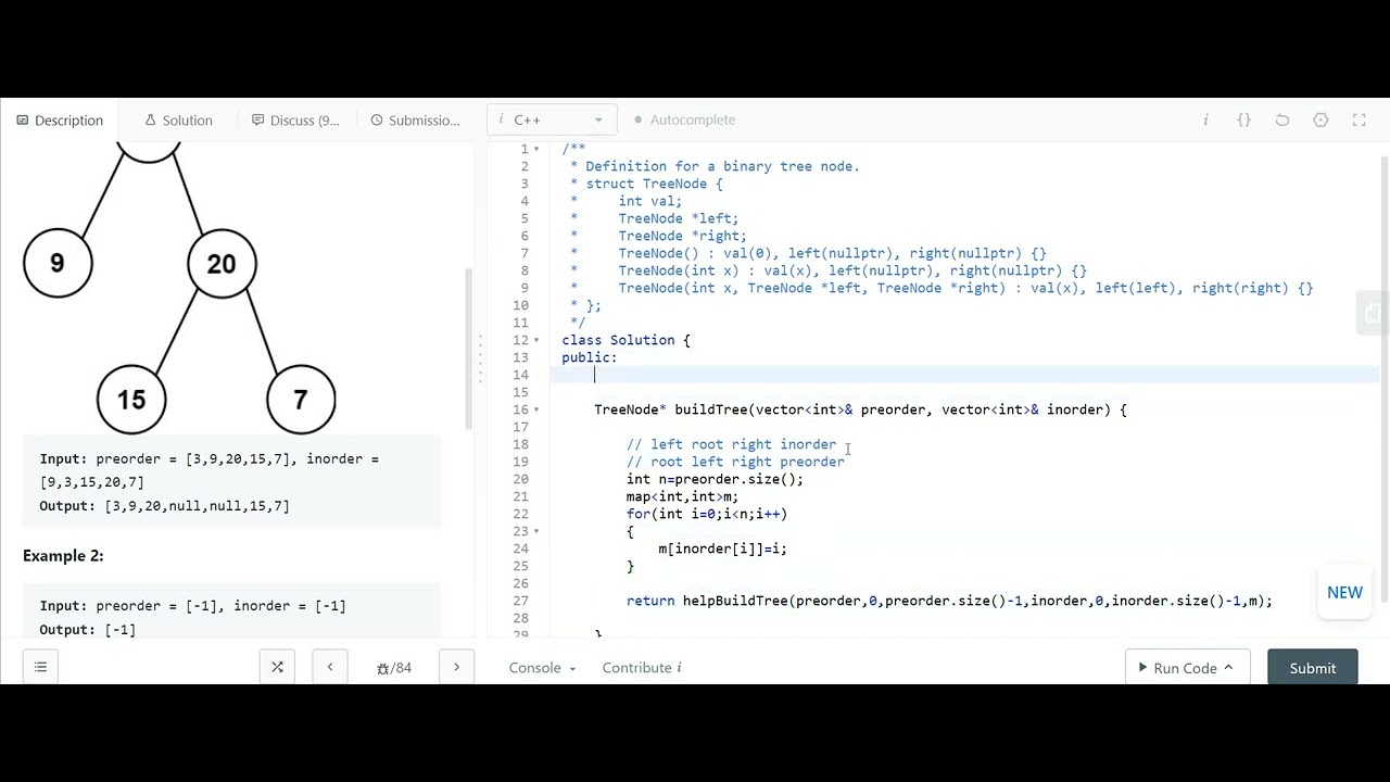 105. Construct Binary Tree from Preorder and Inorder Traversal - YouTube
