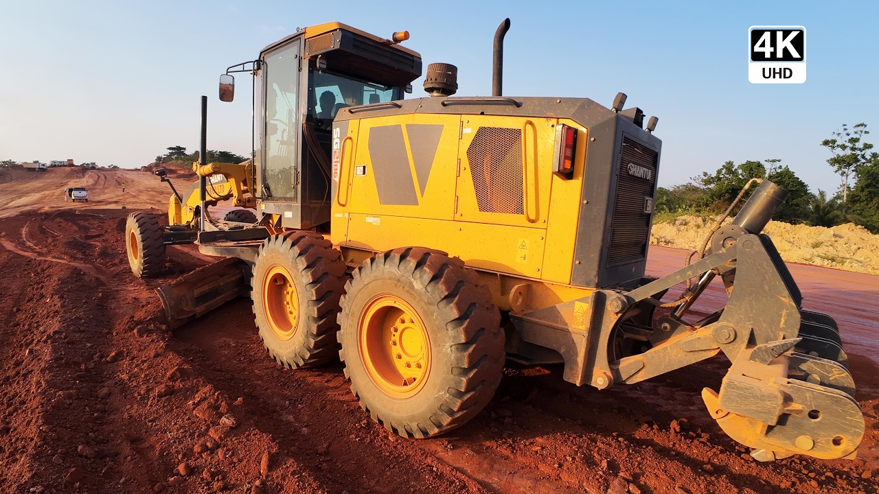 Motor Grader Levelling Gravel After Bulldozer Works on the Sunyani Outer Ring Road