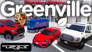 SURPRISE GREENVILLE UPDATE REVIEW! (New SLOWEST car, FREE car, Ram TRX, &more) | Roblox Greenville