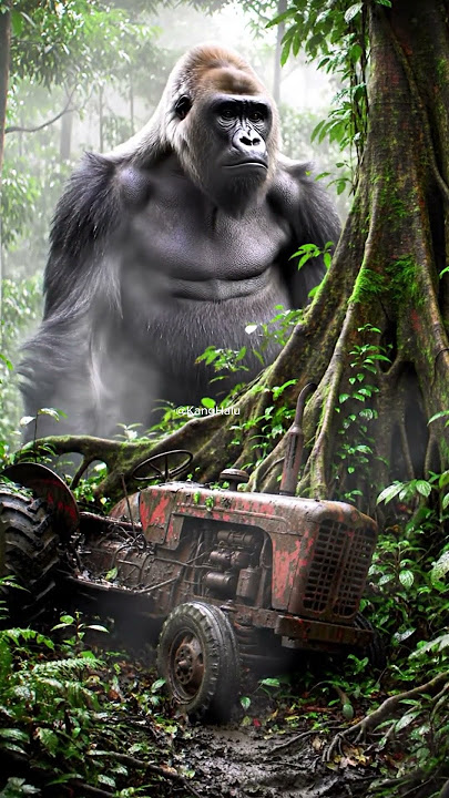 King Kong Spotted Behind Abandoned Tractor in Jungle!  #nature #amazon#kingkong