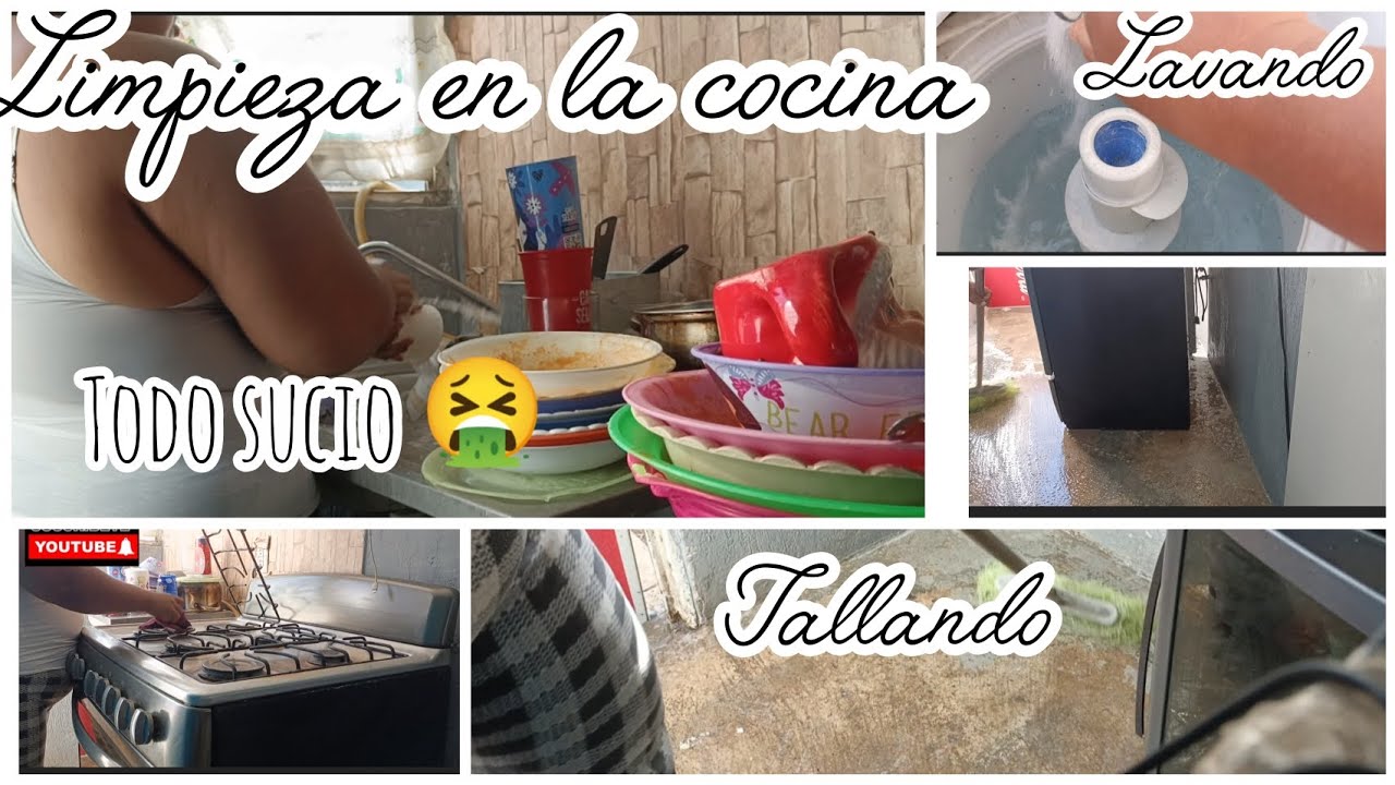Limpieza y organización en la cocina sucia/tallando piso #, limpieza real 