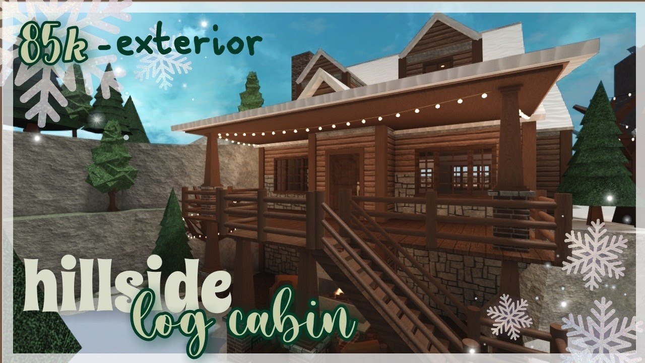 Hillside Log Cabin Exterior 85k Bloxburg Speedbuild Youtube