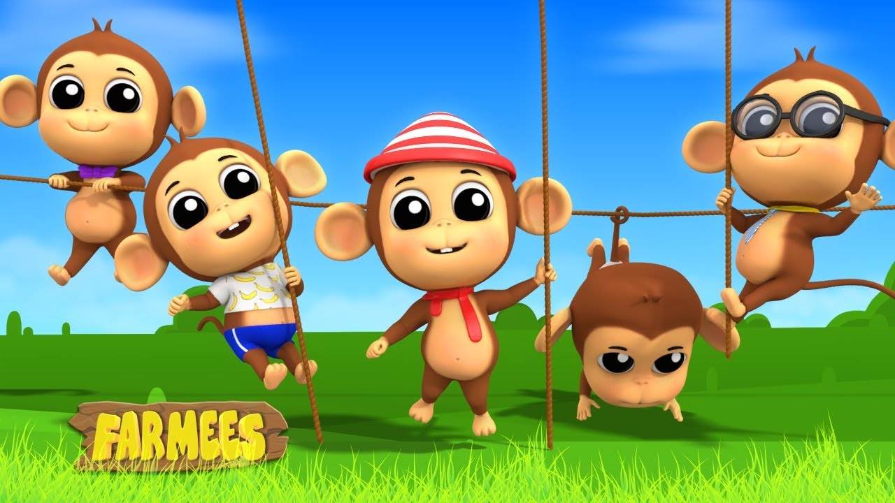 Five Little Monkeys | Farmees Nursery Rhymes For Toddlers