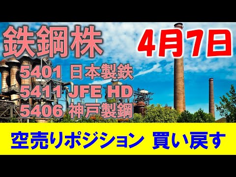 鉄鋼株 配当権利落ち日の空売りポジション 買い戻す！